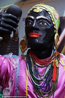 Mama Negra from the festival in Latacunga held twice - in September and November, display at Mitad del Mundo.