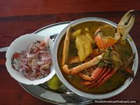 Crab soup from a restaurant in Machala that serve this dish exclusively. Ecuador, South America.
