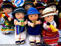 Larger version of Colorful indigenous dolls in Otavalo.