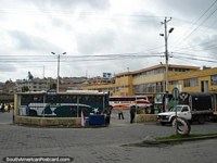 Tulcan bus terminal for buses or taxis to the border. Ecuador, South America.