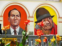 Pintura mural en Cayambe, Ruben Rodriguez (1904-1973), Transito Amaguana (1909-2009). Ecuador, Sudamerica.