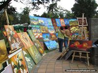 Beautiful paintings and art for sale at El Ejido park in Quito. Ecuador, South America.