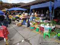 Fruit and vegetable stands at the Vilcabamba markets.
