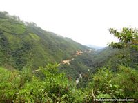 The road between Palanda and Zumba running along jungle ridge above river. Ecuador, South America.