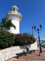 The white lighthouse at the top of Cerro Santa Ana in Guayaquil. Ecuador, South America.