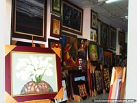 An art shop with paintings in Las Penas, Guayaquil. Ecuador, South America.