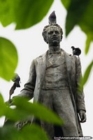 Juan Montalvo (1832-1889), famous author, one of the 3 Juans of Ambato, statue at his park. Ecuador, South America.