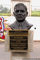 Manuel Antonio Badillo Villagomez, founder of Guaranda, bust in town. Ecuador, South America.