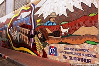 A mural made of tiles symbolizing the town of Guaranda in the highlands. 