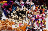 Souvenirs, dolls, key-rings and pens for sale at Plaza Roja in Riobamba. Ecuador, South America.