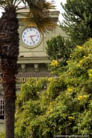 The clock-face at the national college, view from Plaza Sucre, Riobamba. Ecuador, South America.