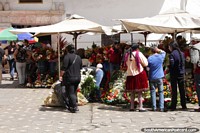 Flowers for sale in central Cuenca at the Plaza de las Flores. Ecuador, South America.