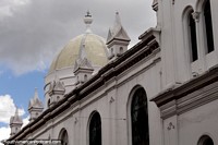 Big white dome of Iglesia del Cenaculo in Cuenca. Ecuador, South America.