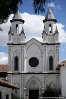 Ecuador Photo - The white church with 2 towers beside San Blas Park in Cuenca.