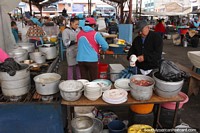 Kitchens do the cooking at the market in Pujili, Wednesdays and Sundays. Ecuador, South America.