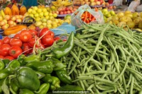Larger version of Beans, green peppers and tomatoes for sale at Plaza Kennedy, Saquisili.