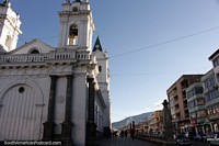 Looking up the main street from the church in Machachi. Ecuador, South America.