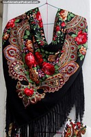 Ecuador Photo - Shawl for women with red roses and nice design at a shop in Ibarra.