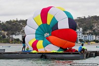Larger version of Platform for parasailing in Atacames, only $10USD per person for a ride.
