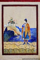 Versión más grande de Hombre noble y un castillo junto al mar, pintando en el Parque Recreativo Jipiro en Loja.