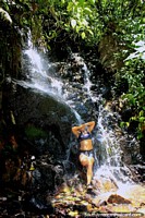 Versão maior do Acalme-se nas águas de cachoeiras no parque nacional Podocarpus na Zamora.