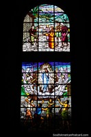 Larger version of Beautiful large stained glass window at the church in Macas.