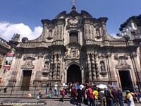 Compania de Jesus Church in Quito, an extremely eye-catching facade of stone built 1605-1613. Ecuador, South America.