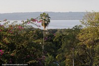 View out to Lake Ypacarai from the hilltop in Aregua. Paraguay, South America.