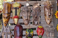 Amazing masks crafted from wood made in Aregua.