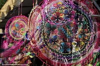 Finely woven dream catchers with amazing colors for sale in Aregua. Paraguay, South America.