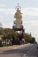 Huge statue of Maria Auxiliadora in Concepcion. Paraguay, South America.