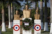 Gold busts and military honors at at Plaza Nanawa in Concepcion. Paraguay, South America.