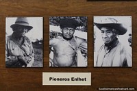 Larger version of Enlhet Pioneers, black and white photos at the museum in Filadelfia.