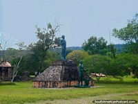 The statues of 2 men at Ybycui National Park. Paraguay, South America.