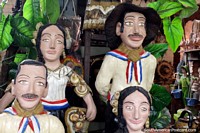 Group of 4 ceramic figures in traditional clothes, ceramics from Aregua. Paraguay, South America.