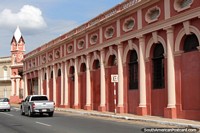 Asuncion Train Station, a building with arches and a tower. Paraguay, South America.