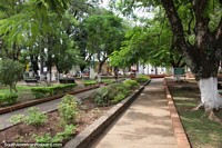 Plaza de los Heroes in Villarrica, lots of trees and shade. Paraguay, South America.
