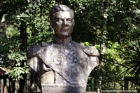 Jose Felix Estigarribia (1888-1940), war hero and ex-President, bronze bust in Ciudad del Este. Paraguay, South America.
