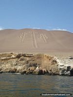 Larger version of The Paracas Candelabrum, it's 150 meters tall, 40 meters wide and 1 foot deep, Pisco.