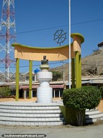 On the road out of Mancora heading north there are several monuments on the right. Peru, South America.