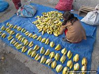 Exotic fruit in piles of 3 at the Andahuaylas markets. Peru, South America.