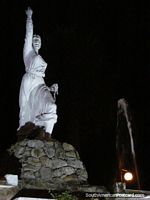 Micaela Bastidas statue at night, Abancay. Peru, South America.