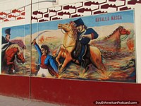 La Batalla de Nazca, mural en la pared, Batalla Nasca. Perú, Sudamerica.