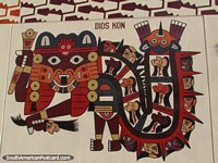 Natives faces wall mural in Nazca, Dios Kon. Peru, South America.