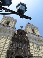 Lights, birds and church San Francisco in Lima. Peru, South America.