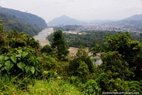 View of Tingo Maria from Mirador Jacintillo, the town and river. Peru, South America.