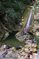 Waterfalls at Santa Carmen, popular place to swim and play, Tingo Maria. Peru, South America.
