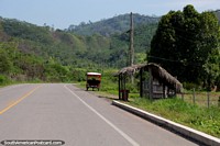The road becomes sealed in Balsayacu, 43kms before Juanjui, hooray! Peru, South America.