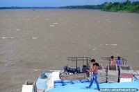 4pm day 2, powering down the Maranon River towards Nauta at 17kmsph on a cargo ferry, the Amazon! Peru, South America.