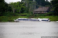 Tomar o barco rápido de Iquitos a Santa Rosa de manhã cedo, viagem de 9 horas. Peru, América do Sul.